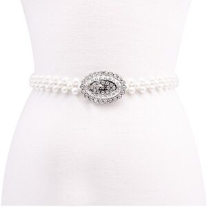 Elegant Pearl and Silver Women's Belt